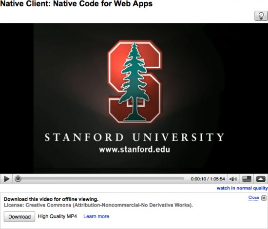 Vídeo da Stanford no YouTube para ser baixado