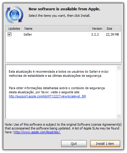 Safari 3.2.2 para Windows
