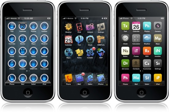 Alguns exemplos de tema para iPhone
