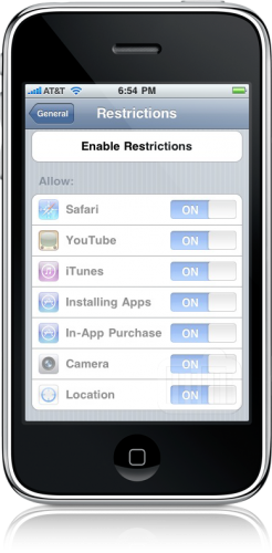 Parental Controls no iPhone OS 3.0 Beta 3