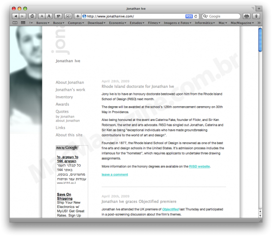 Site não-oficial do Jonathan Ive
