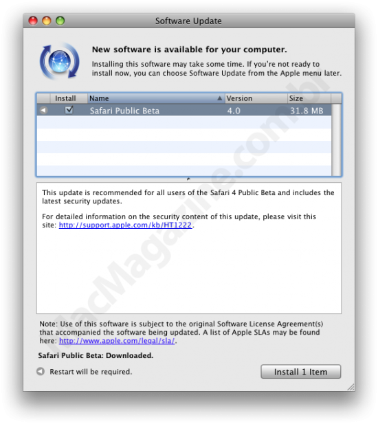 Safari 4 Public Beta update