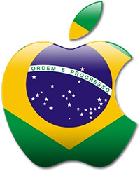 Logo da Apple com bandeira do Brasil