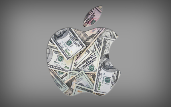 Logo da Apple feito com dinheiro