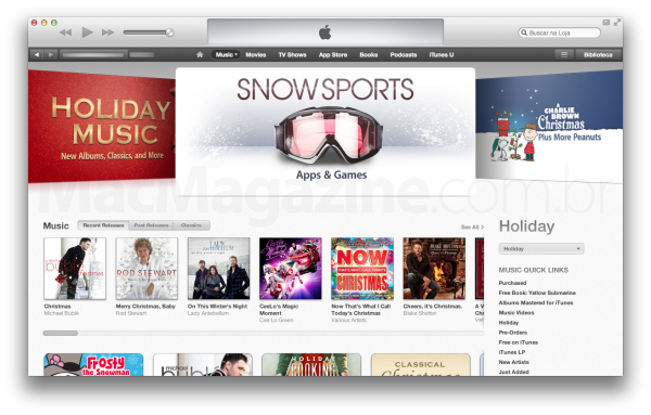 Banner destacando apps e jogos de esporte de neve na App Store
