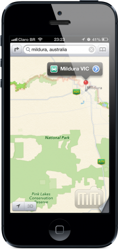 Mildura (Austrália) no mapa da Apple