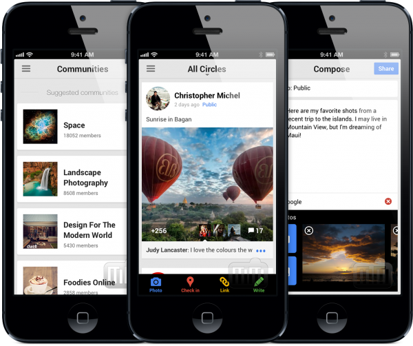 Google Plus em iPhones com fotos