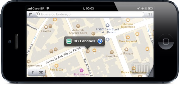 BB Lanches no mapa da Apple