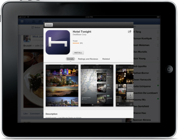 Pop-up da App Store no Facebook
