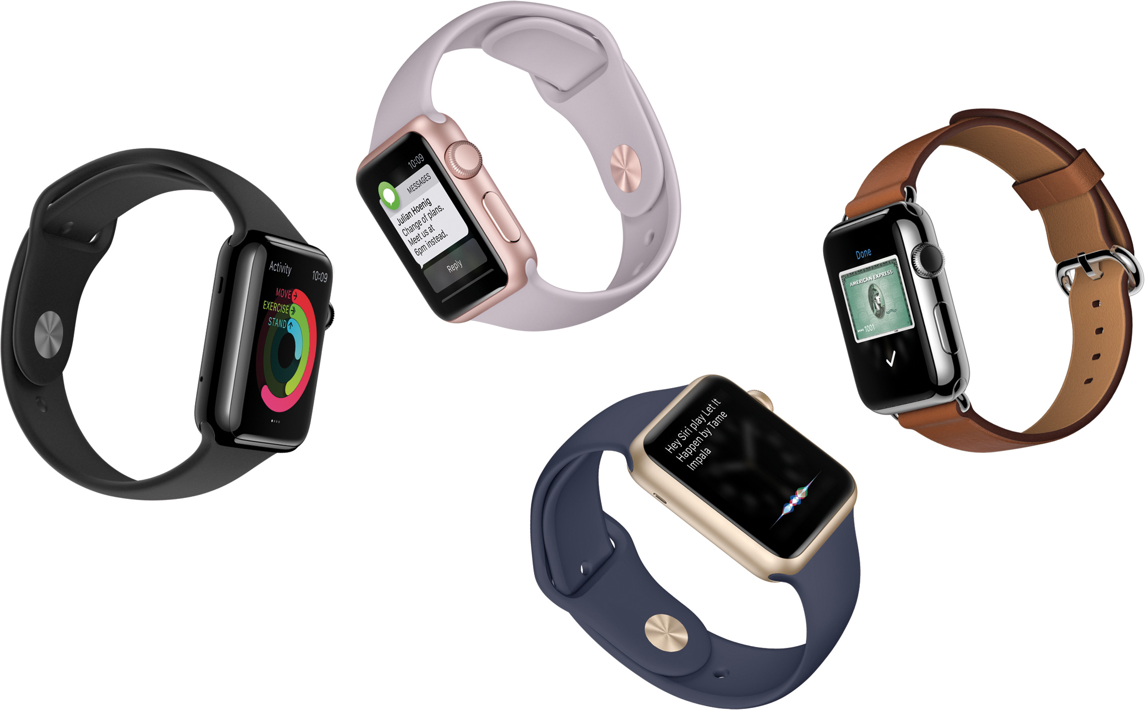 Vários modelos de Apple Watches
