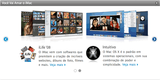 Erro no site brasileiro do iMac