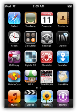 Ícones de aplicativos no iPod touch