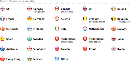 Países no Apple.com