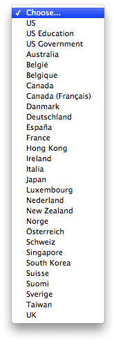 Países atendidos por Apple Stores online