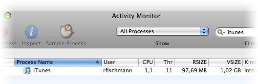 iTunes no Activity Monitor