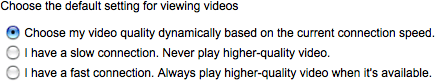 Preferências de qualidade de vídeos no YouTube