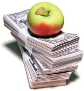 Apple money (maçã em cima de dinheiro)