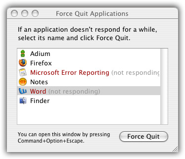 Force Quit - Microsoft