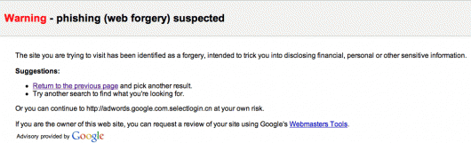 Proteção contra phishing do Google