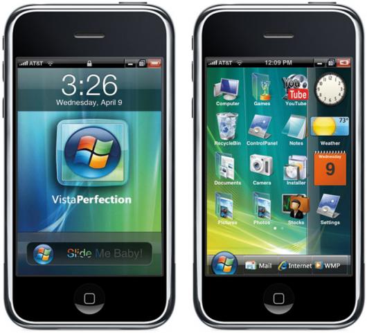 iPhone com skin do Windows Vista