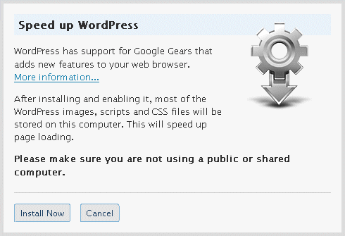 WordPress 2.6 suportará Gears