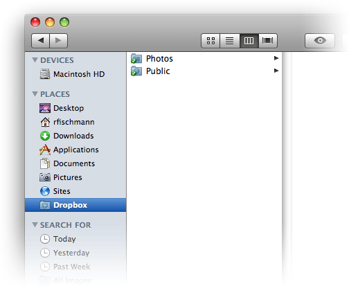 Dropbox no Finder do Mac OS X