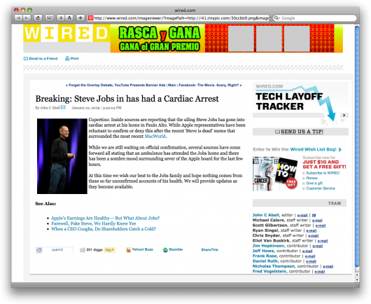 Ataque cardíaco de Steve Jobs na Wired.com