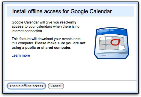 Google Calendar offline