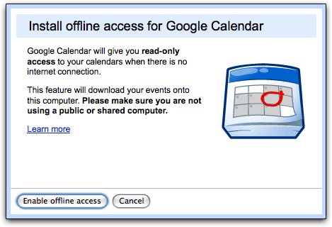 Google Calendar offline