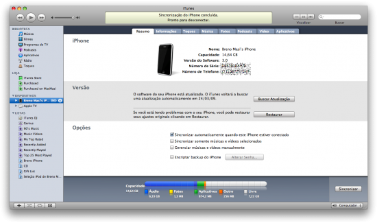 iTunes no iPhone OS 3.0 Beta