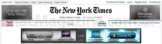 Banner da Microsoft no NYTimes.com