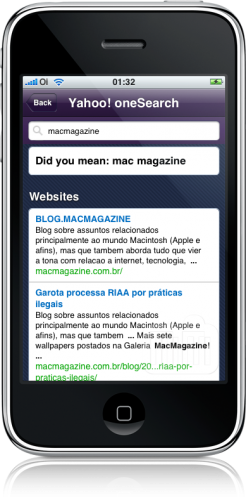Yahoo! OneSearch no iPhone
