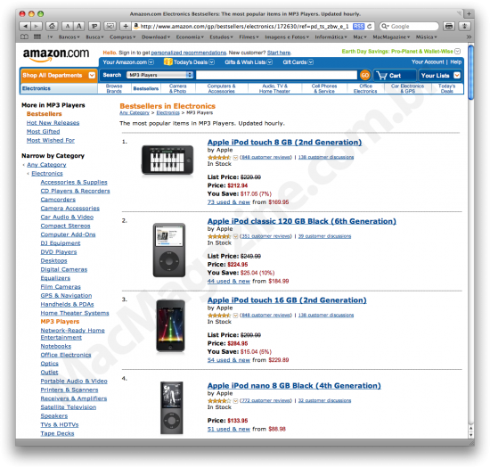 iPods na Amazon.com