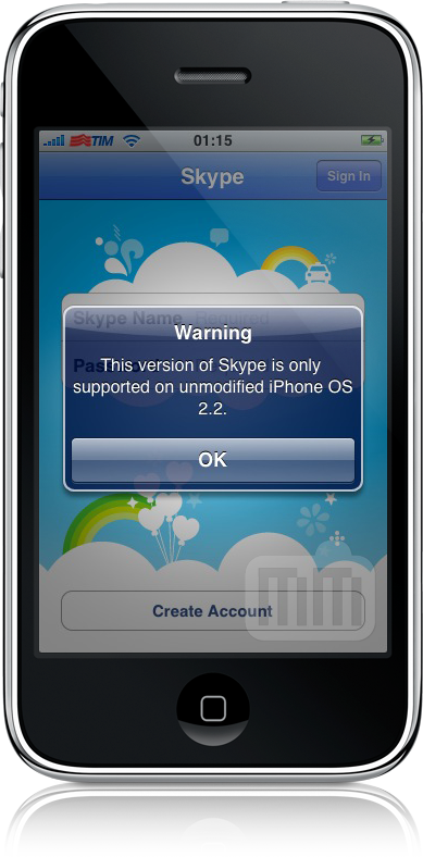 Skype 1.0.2 em iPhones com jailbreak