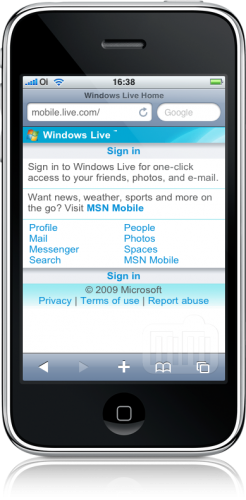 Windows Live Hotmail no iPhone