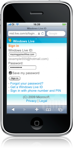 Windows Live Hotmail no iPhone