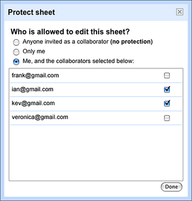 Protegendo planilhas na Google Spreadsheets