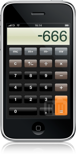 Calculadora do iPhone marcando -666