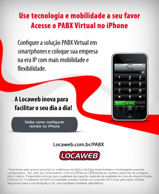 PABX Virtual da Locaweb no iPhone
