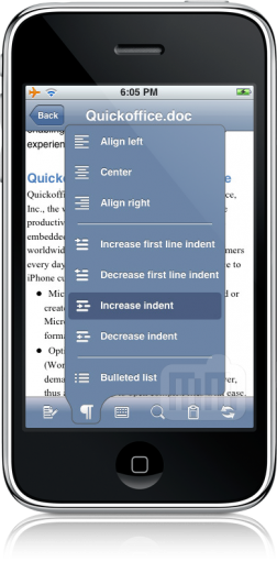 Quickoffice 1.2 no iPhone
