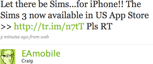 EA Mobile anuncia The Sims 3 para iPhone no Twitter