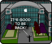 Joy of Tech - o primeiro dia de Steve Jobs de volta ao trabalho