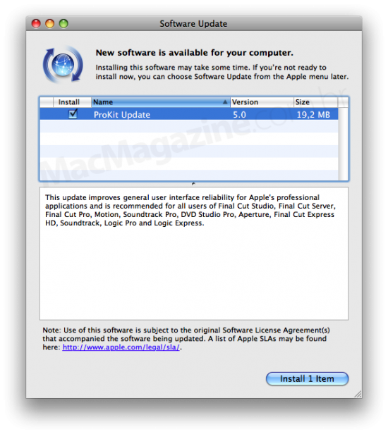 Apple ProKit 5.0 no Software Update