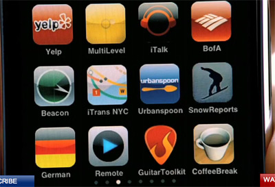 Frame de vídeo com apps para iPhone