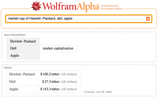 Wolfram Alpha - Apple, HP, DELL 1