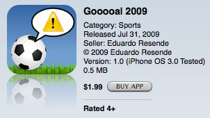 Gooooal 2009 na App Store