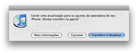 Update de operadora no iTunes