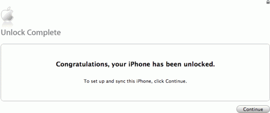 iPhone unlocked pelo iTunes