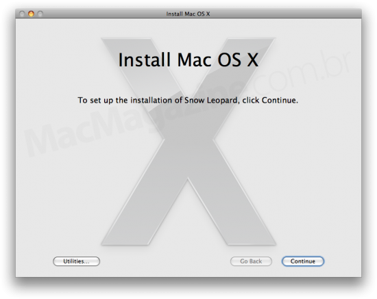 Instalação do Mac OS X 10.6 Snow Leopard