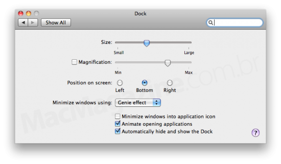 Dock no Mac OS X 10.6 Snow Leopard